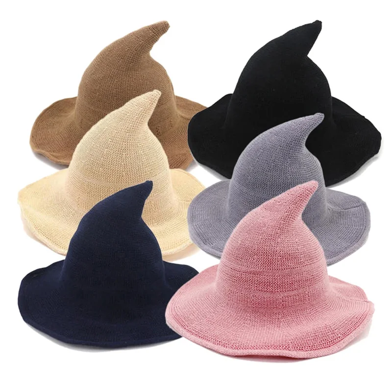 

Halloween Witch Hat Woolen Long Point Hat for Women Halloween Party Hat Magical Hat Festival Party Cosplay Decoration