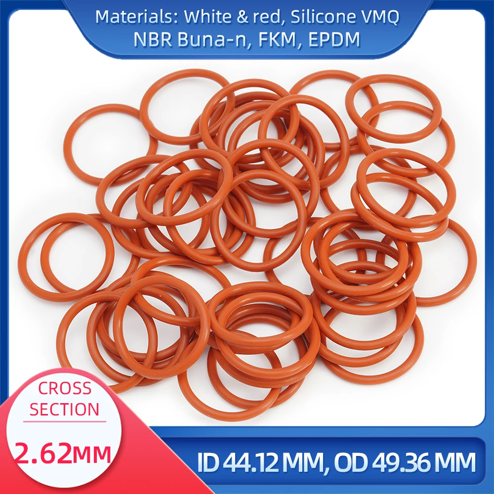 

O Ring CS 2.62 mm ID 44.12 mm OD 49.36 mm Material With Silicone VMQ NBR FKM EPDM ORing Seal Gaske