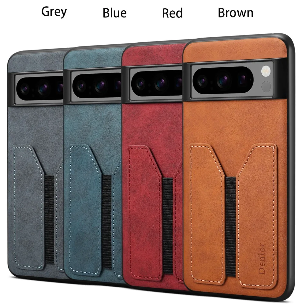 Ultra Slim PU Leather Wallet Phone Case with Elastic Band and Card Slot Holder - Shockproof Protection