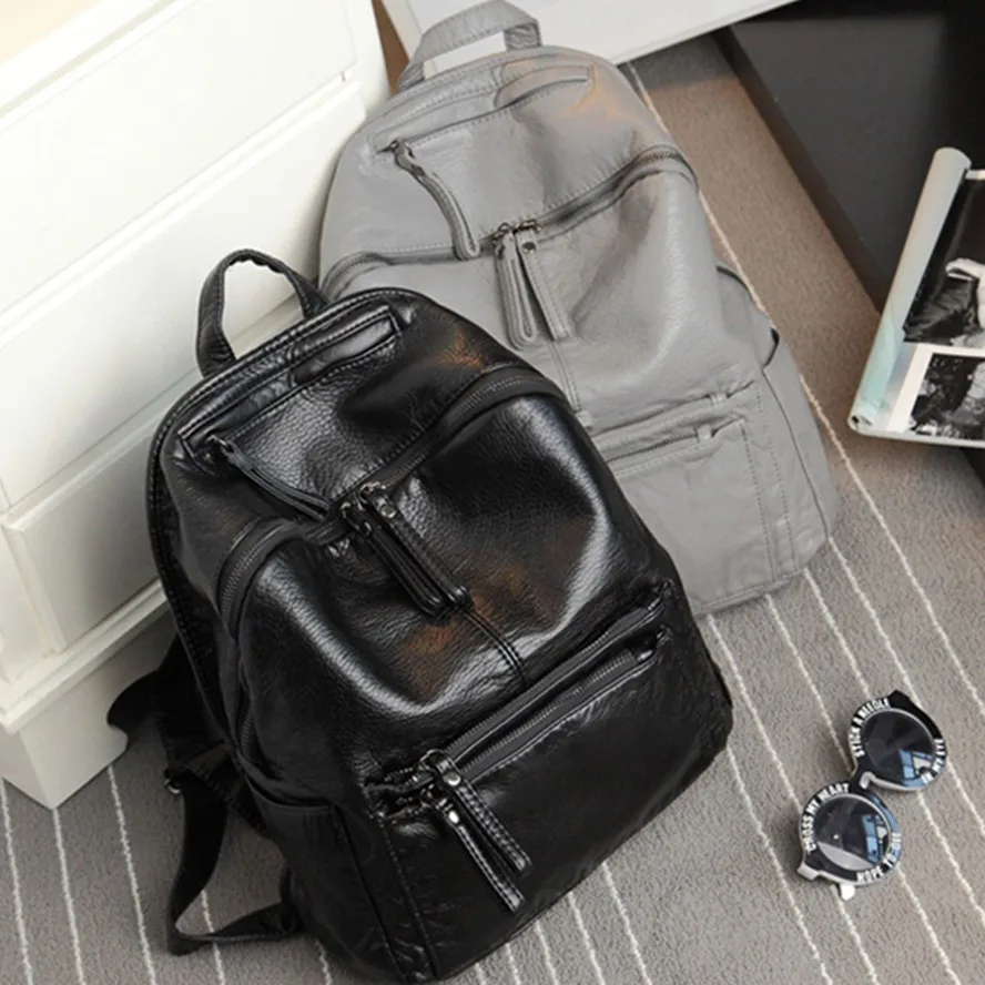 Fashion New Backpack Women's Soft Leather Backpack Trendy Student Schoolbag Leisure Versatile Travel