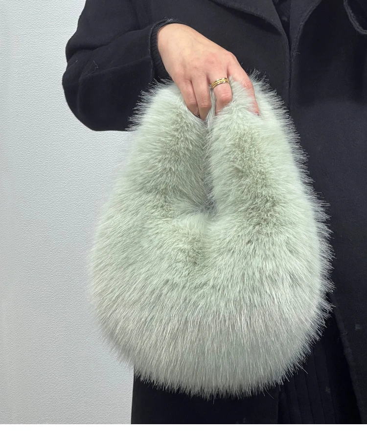 moda macia de pelúcia meia lua sacos para as mulheres designer fofo pele do falso senhora bolsas luxo pequeno tote feminino inverno bolsas