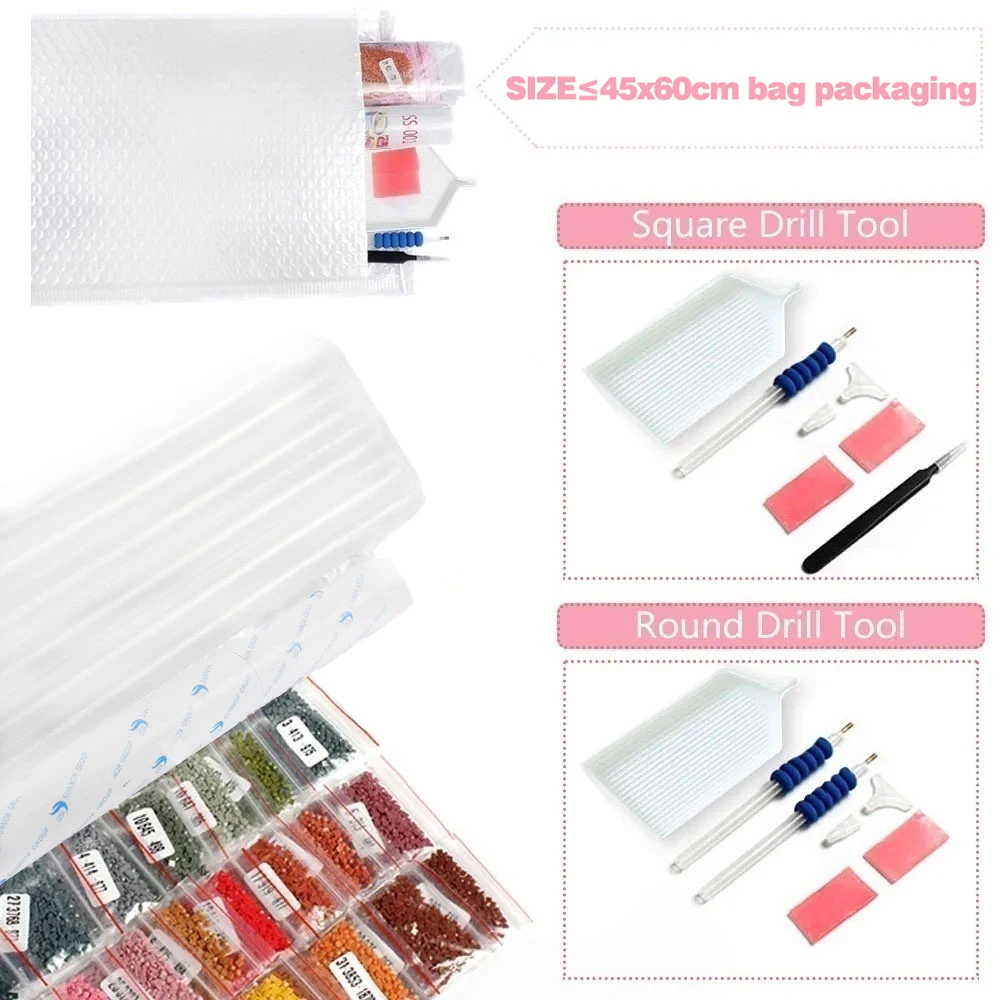 HUACAN Diamond Painting Cross Stitch Kits Chinese Style Landscape 5D DIY Mosaic Temple Flower Tree Home Decorative New Arrivals 5