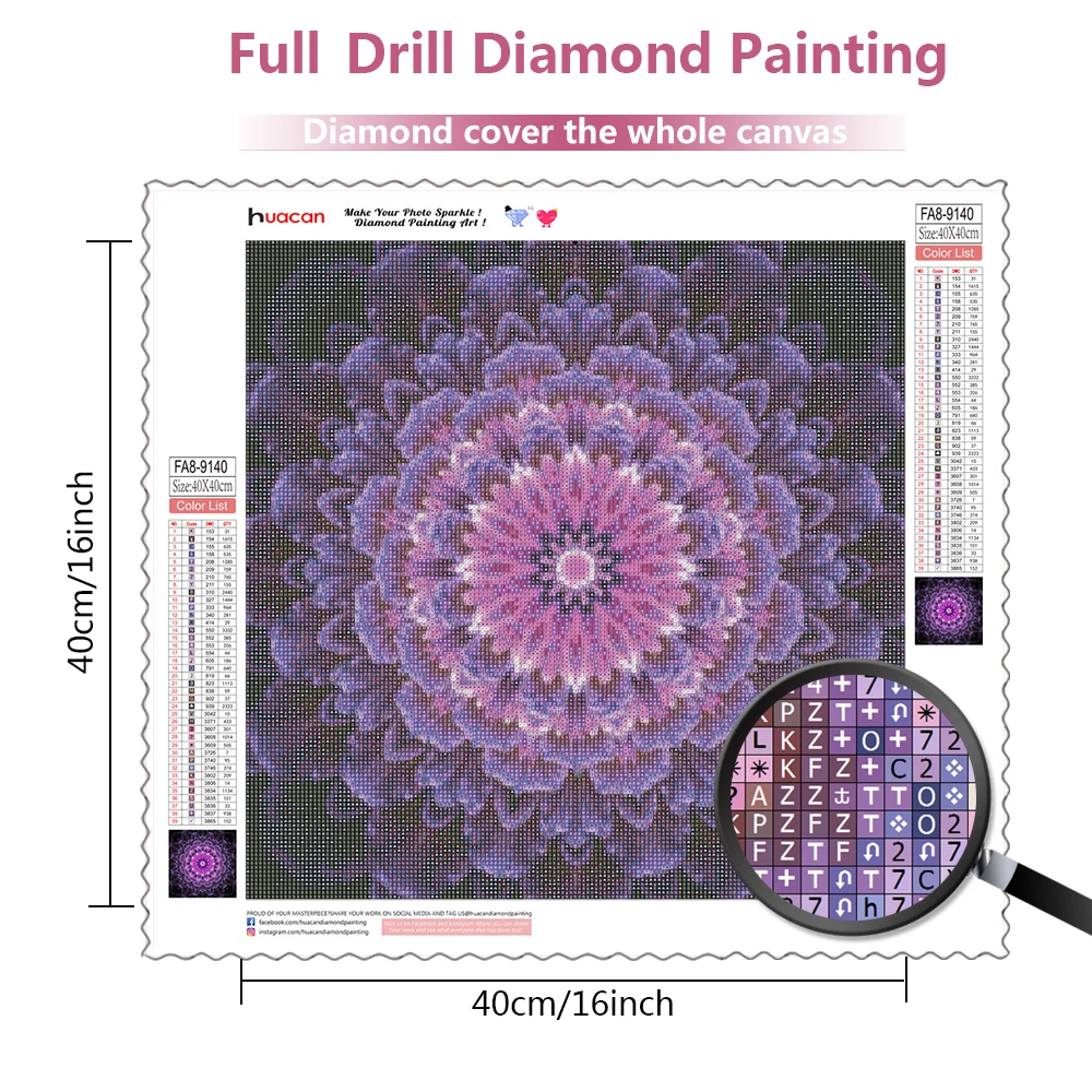 HUACAN 5d Diy Diamond Painting Mandala Diamond Embroidery Cross Stitch Flower Pictures Of Rhinestones Mosaic Decortion