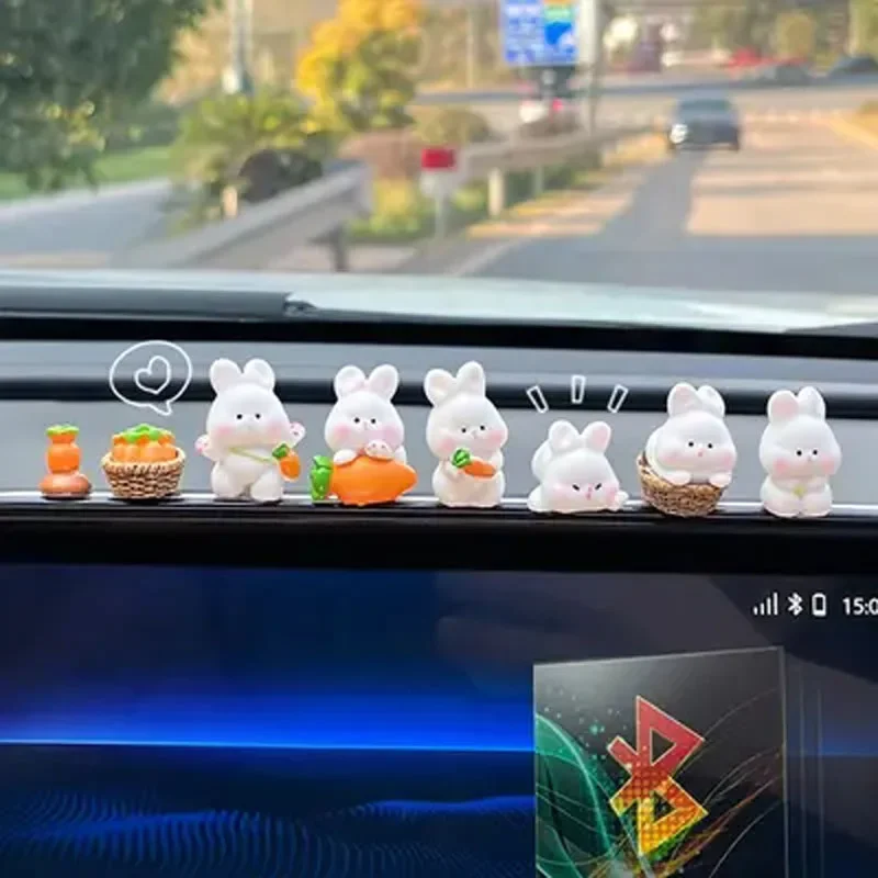 Car interior accessories, car center console decorations, cute bunny car accessories, electric vehicle accessories
