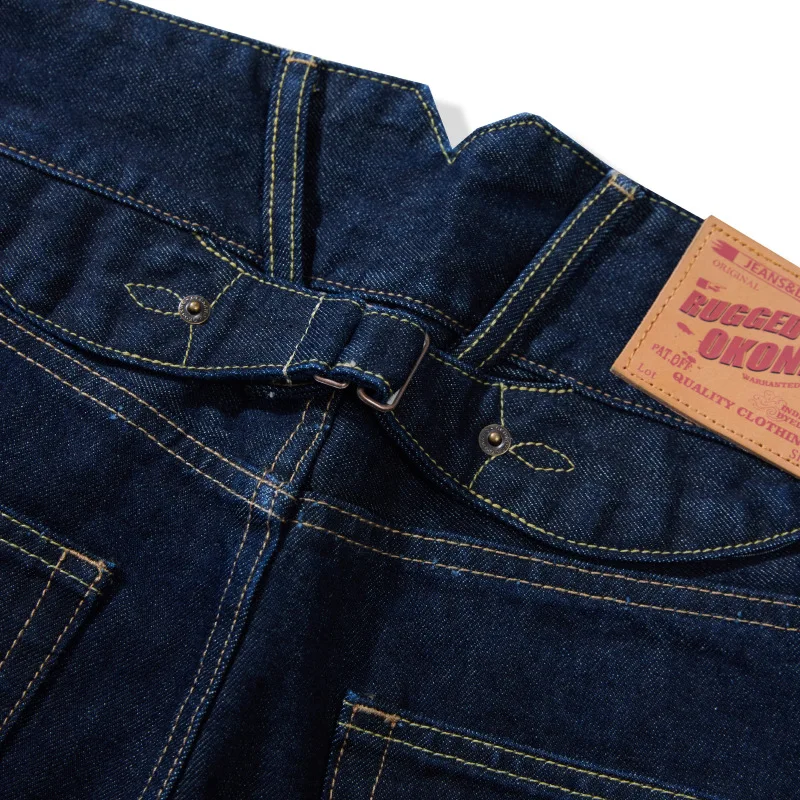 OKONKWO14.75oz 헤비급 두꺼운 오리지널 컬러 레드 이어 스트레이트 레그 청바지 데님 가짜 어깨 바지 야외 스케이트 보드 스포츠