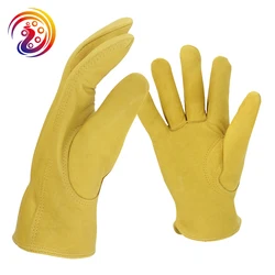 Premium Sheepskin Leather Work Gloves for Men - Ideal for Gardening, Driving, and Construction (1 Pair)