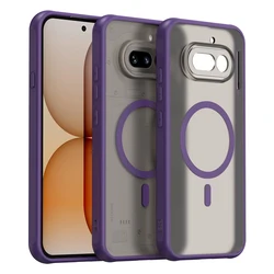 ELVEV Magnetic Translucent Frosted Matte Waterproof Protective Phone Cover for Nothing Phone (4a) Pro (Purple)