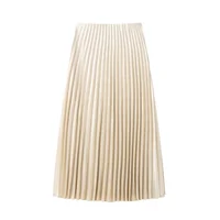 TRAF Elegant Party Midi Skirts 2025 Women's Spring Mid Waist Pleated Skirts Fashion Casual Vintage Beige Brown Long Skirts - Image 2