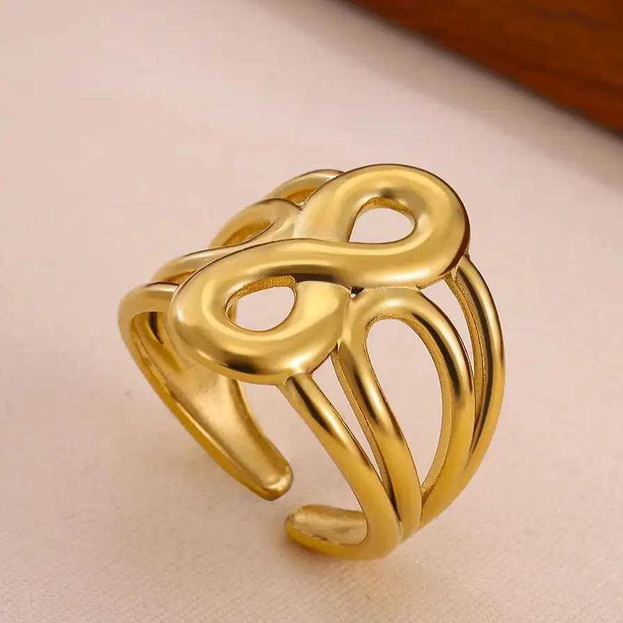 Elegant Infinity Gold Stainless Steel Ring