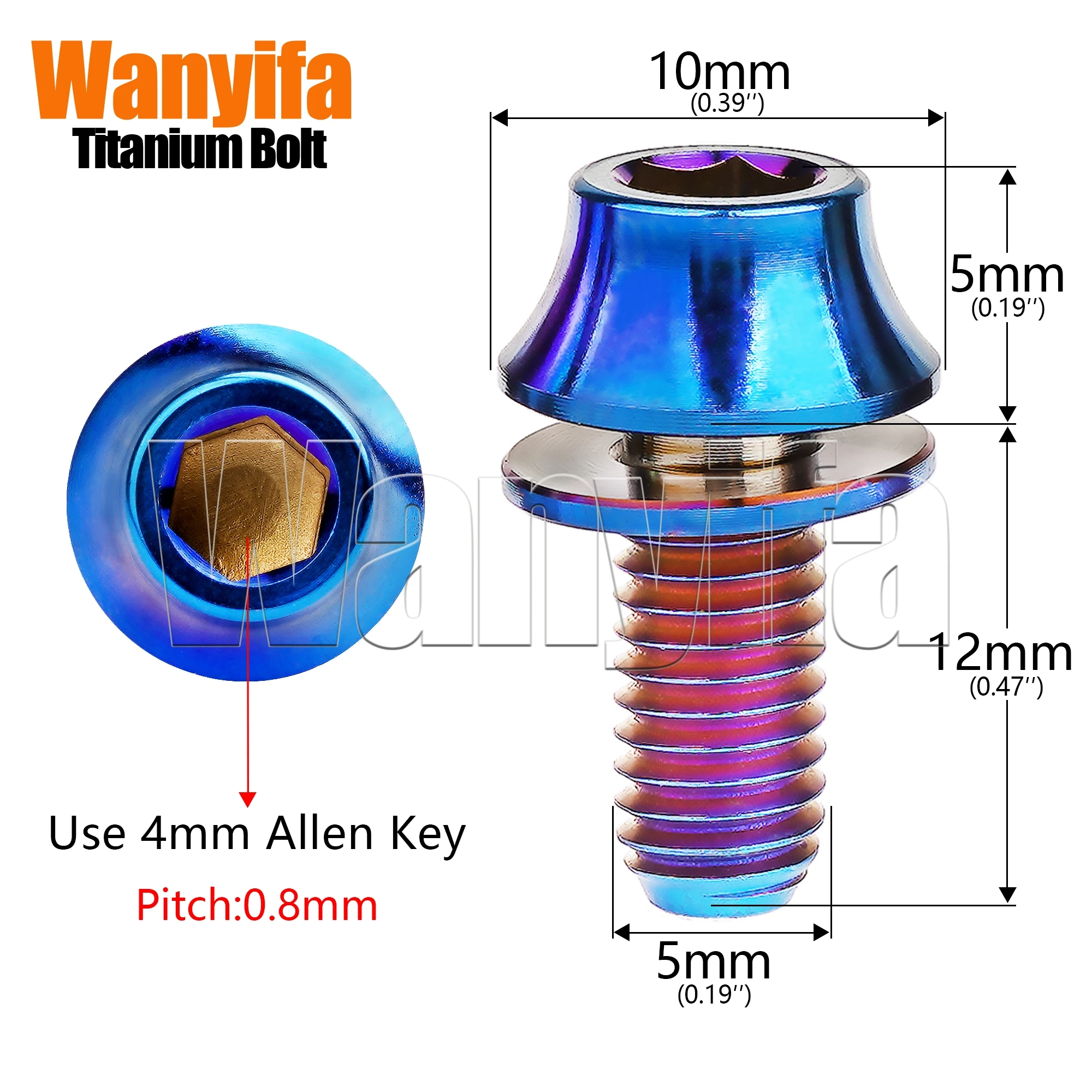 Titanium Bolts M5x12mm Round head with Gasket Screws for MTB Bicycle Cycling Water Bottle Cage Holder bicycle water bottle cage bicycle bottle holder bicycle bottle cage screws