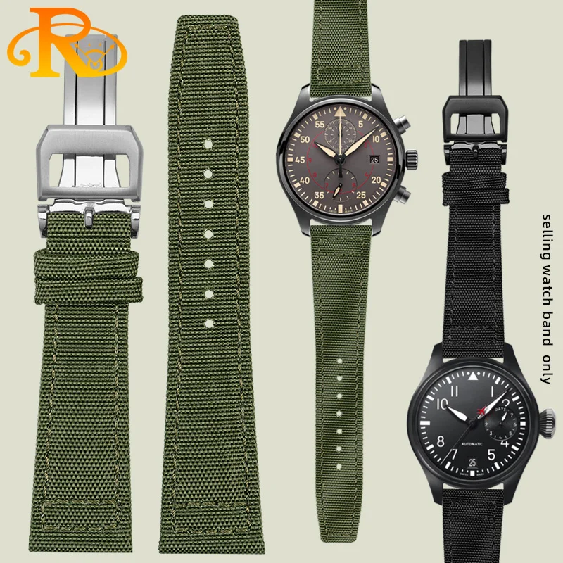 Cinturino In Tela Di Nylon Per Iwc Pilot Portogallo Cinturino Per Orologio In Tessuto 20Mm 21Mm 22Mm Bracciale Nero Armygreen Blue Cintura Da Polso In