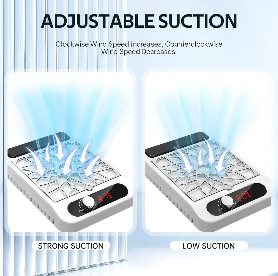 Powerful Nail Dust Vacuum Collector Professional Nail Dust Extractor With Reusab