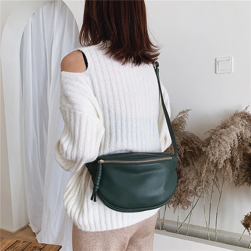 Women Fashion Chest Bags Large Capacity Crossbody Banana Bags Ladies Quality PU Leather Waist With Belt For Female