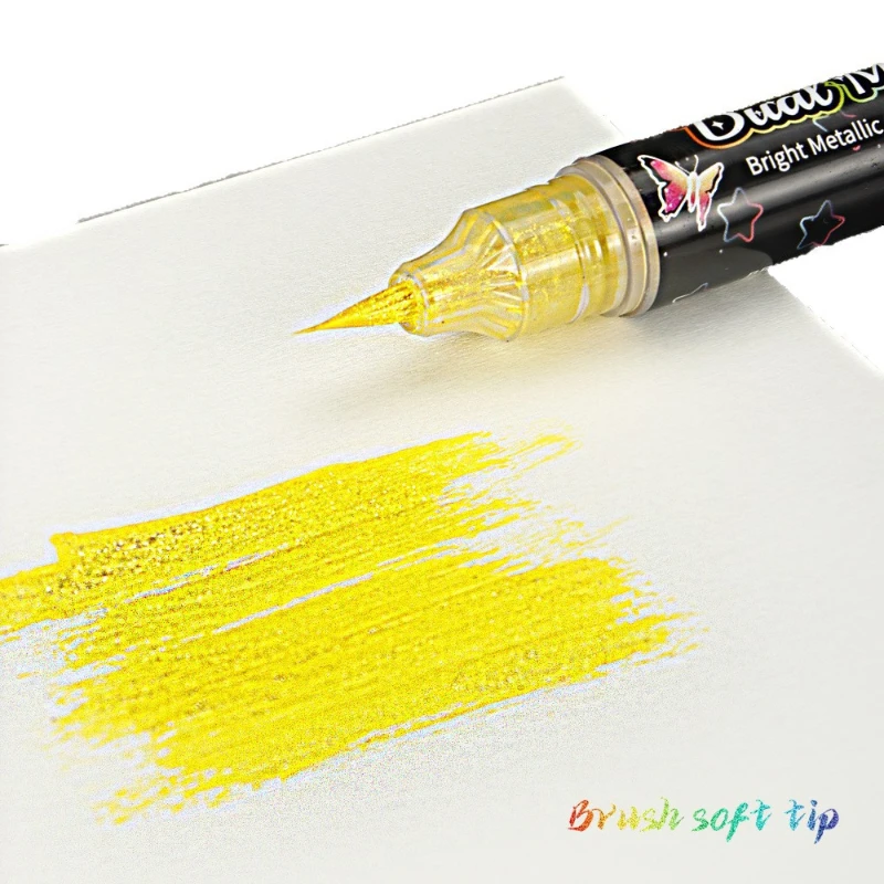 Metallic Brush Marker Pens, Glitter Dual Metallic Highlighter_voghion.com