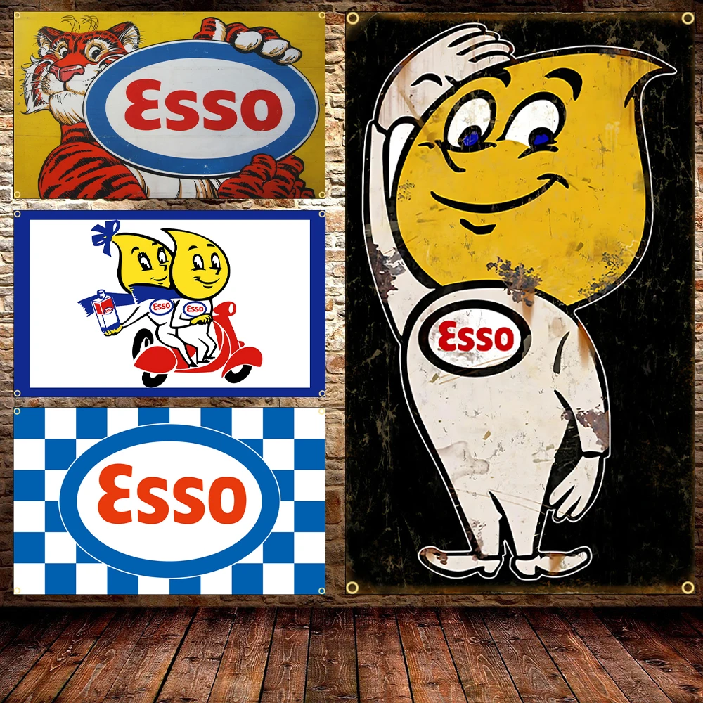 Vintage Essos Motor Oil Polyester Flag - Indoor/Outdoor Decorative Banner
