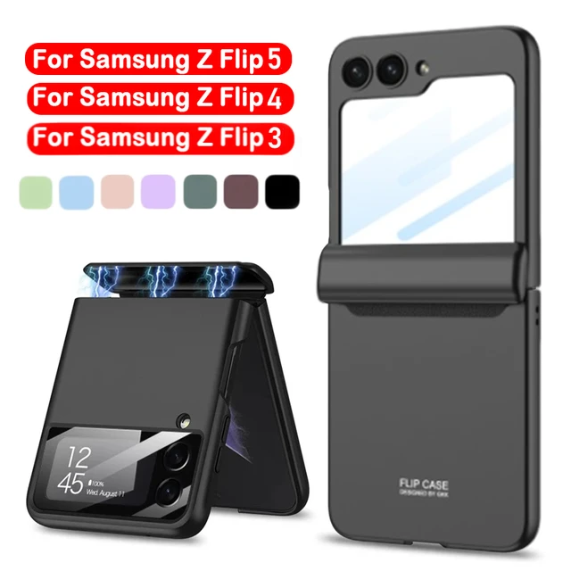 Flip5 Flip4 Flip3 Magnetic Case For Samsung Galaxy Z Flip 5 3 4 5G Full Protection Magnet Hinge Luxury Cover Camera Lens Shell