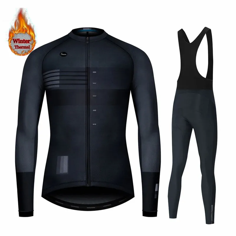 Cycling Jersey Suit Winter Thermal Fleece Bicycle Sport Riding Bike MTB Clothing Bib Pants Warm Sets