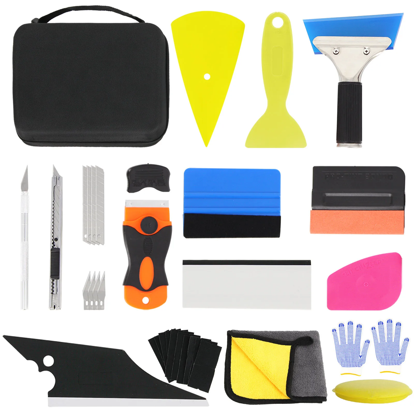 

Car Vinyl Wrap Tool kit Window Tint Film Felt Squeegee Edge Trimmer Soft Corner Blades Carving Cut Knife Scraper Washing Towel