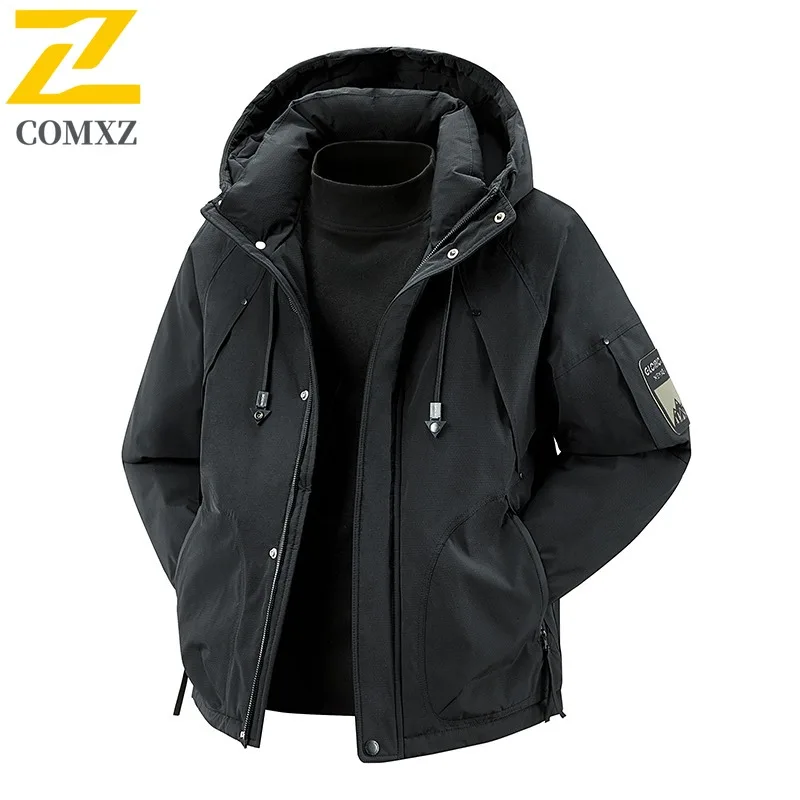 COMXZ Alpine Mountaineering Mens Jacket Thickened Windproof Warm Parka Casual Travel Comfortable Lightweight Winter Clothing