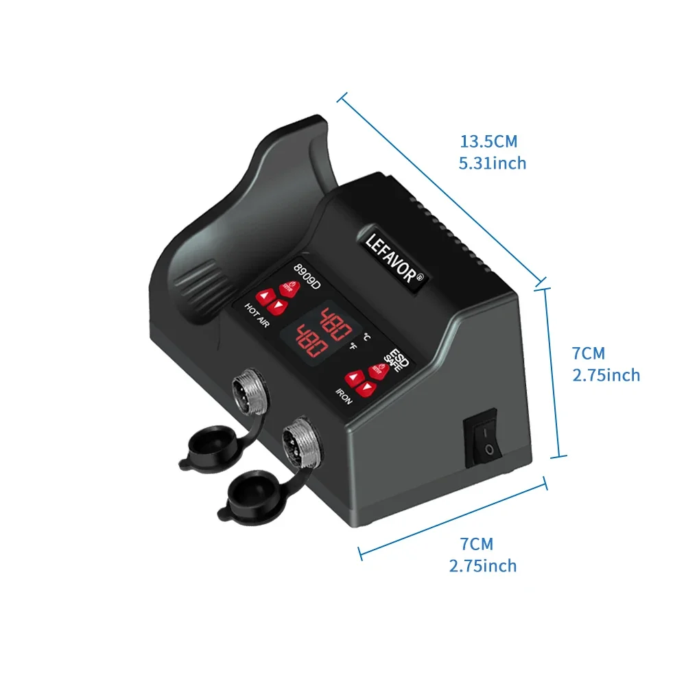 8909D Soldering Station Digital Display Hot Air Gun Soldering And Rework Station For Cell-Phone Welding Desoldering Repair Tools 6
