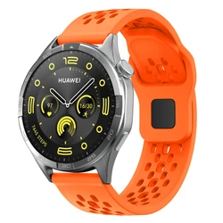 Breathable Silicone Sport Watchband Bracelet Strap for 20mm (Orange)