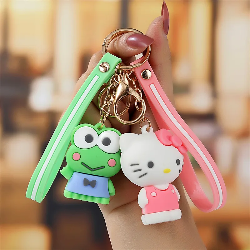 MINISO Cute Sanrio Keychain Cartoon Character Keychain Hello Kitty My Melody Chrome Kerop Badtz-Maru Cainamoroll Toys