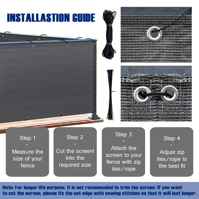 Erkély Adatvédelmi Képernyő Borítója Napsütés Nettó Szellőztetés Napfény Árnyék Uv Védelmi Erkélyháló Háló A Kerti Terasz Kerítéshez - Image 2