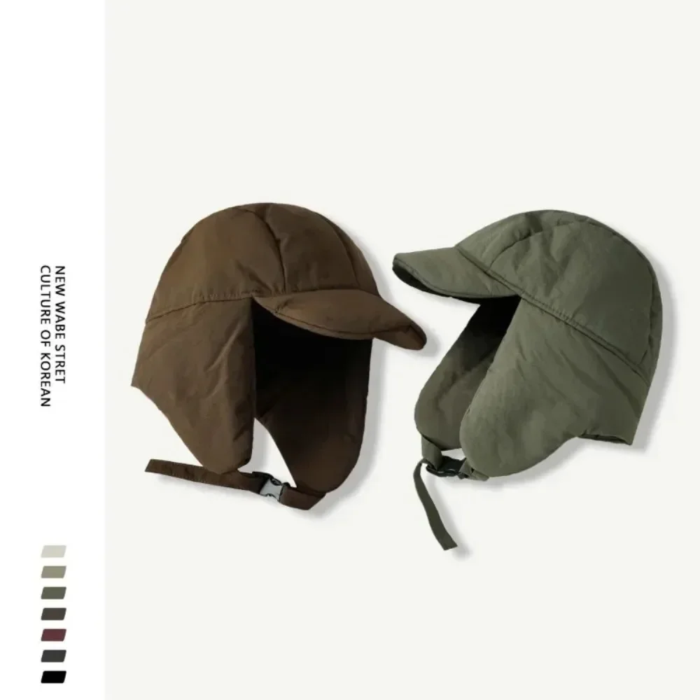 Japanese Padded Lei Feng Hat Men and Women Riding in Winter Windproof Thickened Warm Ear Protection Casual Skiing Bomber 모자