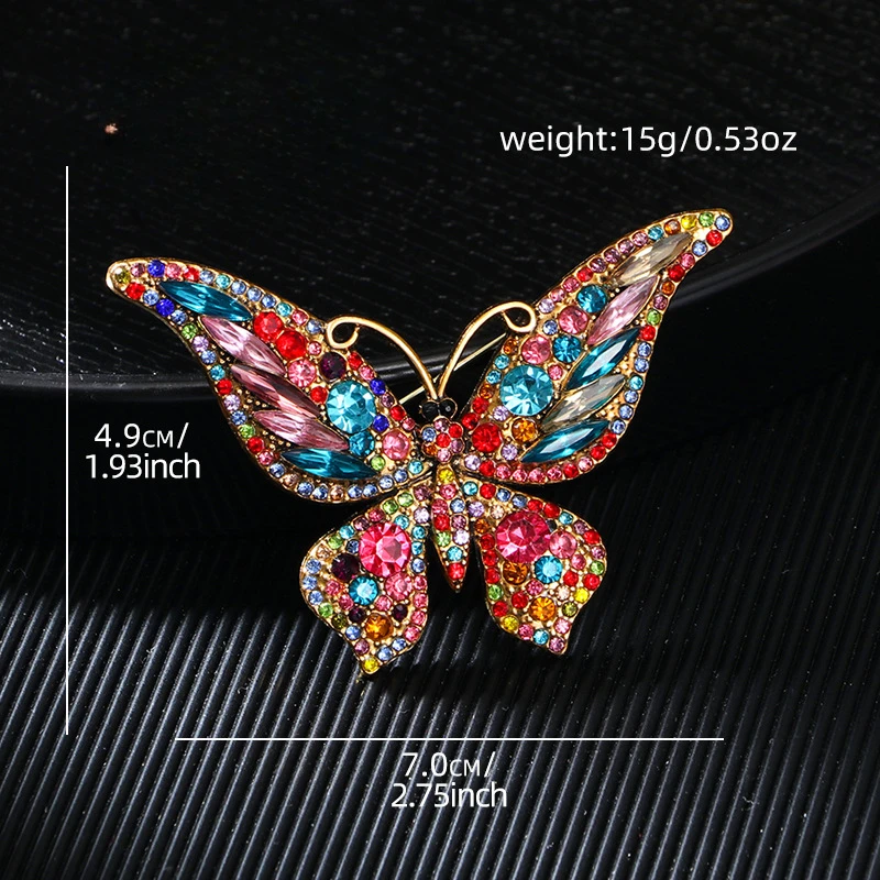 Crystal Butterfly Brooches for Women Zircon Pins Clothing Accessories Jewelry