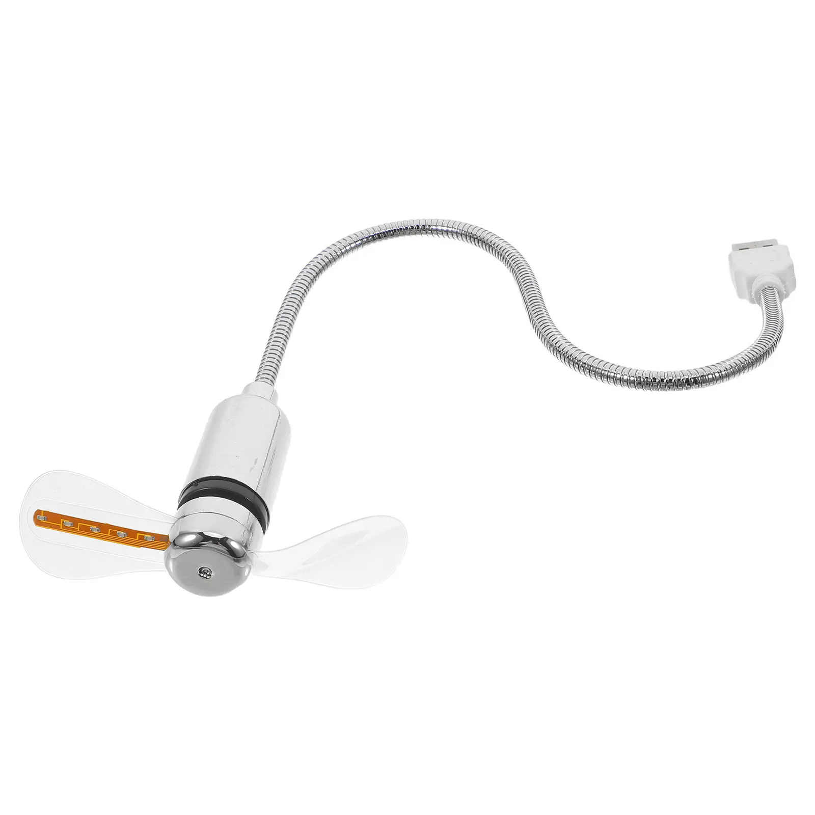 미니 USB 팬 실버 다채로운 LED 원형 패턴 USB 전원 팬 휴대용 데스크탑 노트북 냉각 장치 41Cm 길이