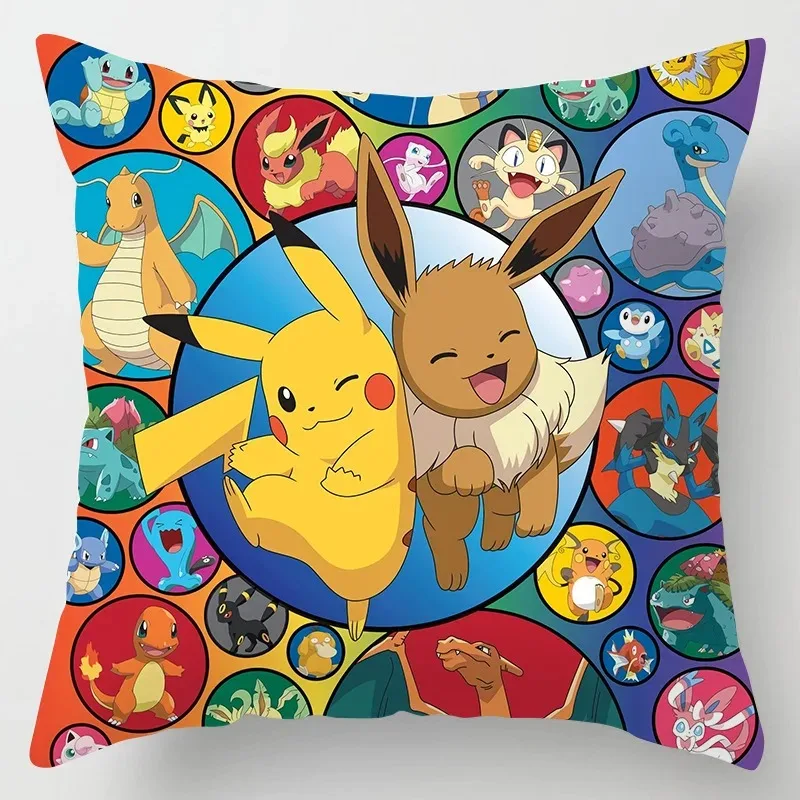 Pokemon cartoon pillowcase Pikachu Charizard anime peripheral pillowcase sofa cushion waist cushion cover home room decoration 2