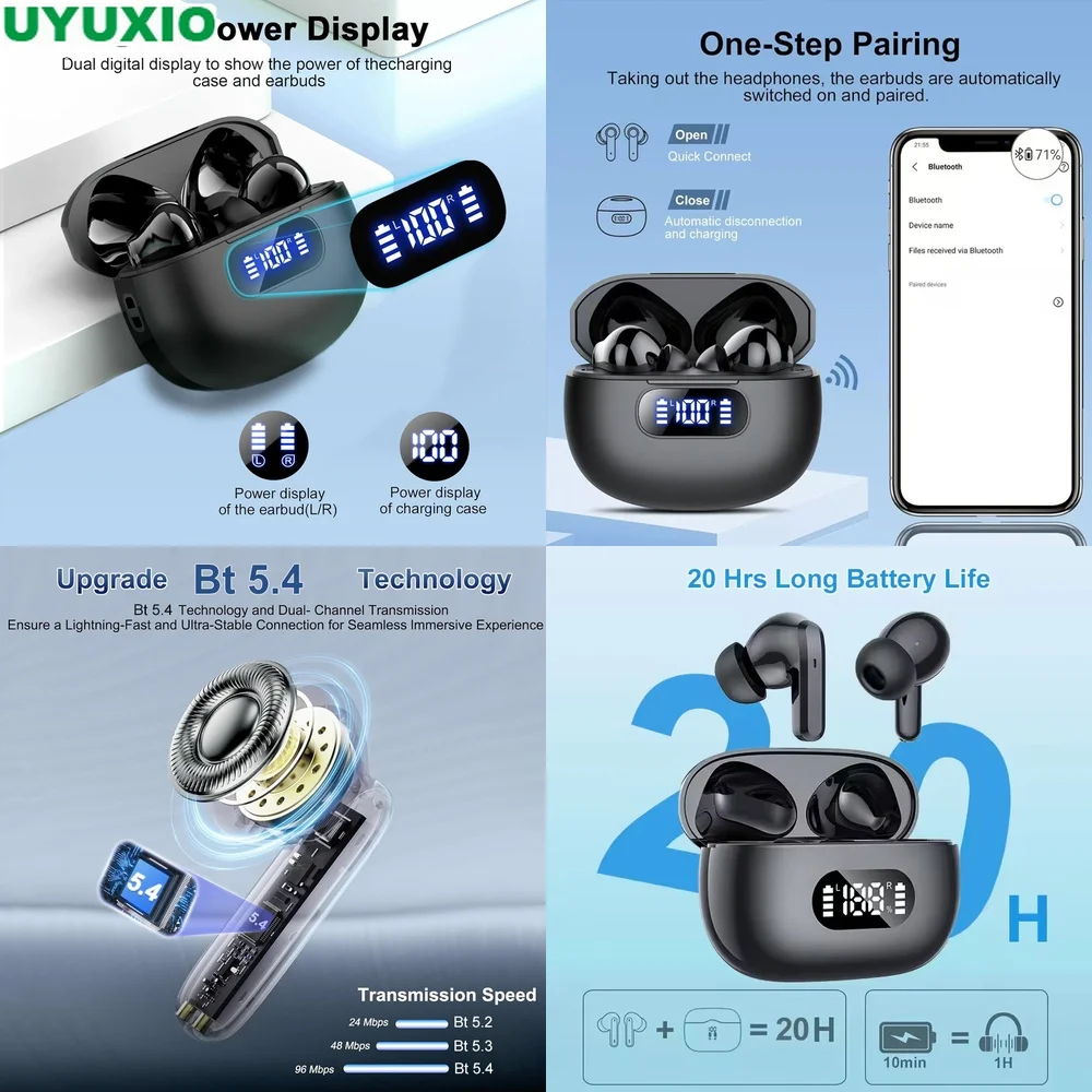 Wireless Earbuds with LED Display Case & Extended Battery Life
