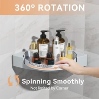 360° Rotating Shower Organizer Shelves Bathroom Corner Storage Shelves Waterproof Wall Shelf Free Punching Shower Caddy Rack 1