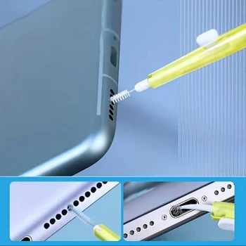 Kit di Pulizia 2-in-1 per Altoparlanti e Porte di Ricarica di Telefoni Cellulari, Set di Spazzole per la Pulizia di Altoparlanti e Auricolari per iPhone Samsung Huawei