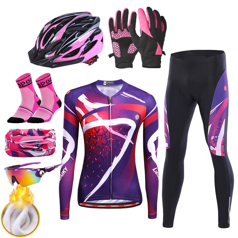 

Одежда для горного велосипеда, женский зимний утепленный комплект для дорожного велосипеда, костюм для езды на велосипеде, тепловая флисовая велосипедная футболка, одежда для спорта на открытом воздухе