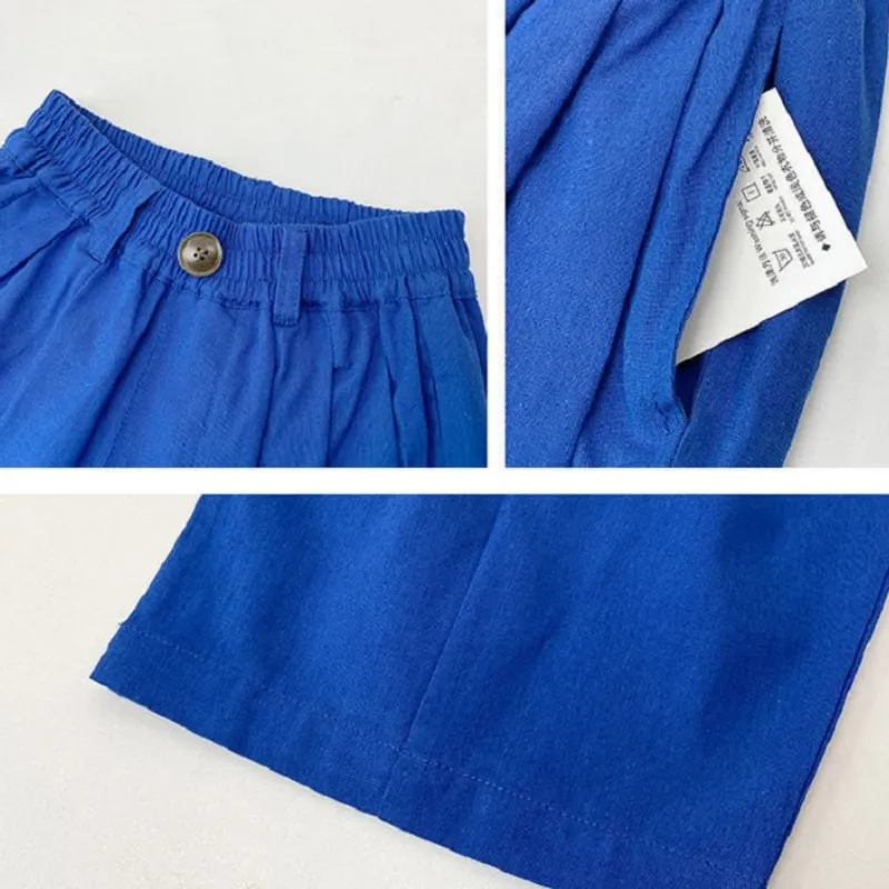 Fashion Baby Girl Boy Cotton Linen Pant Wide Leg Toddler Teens Child Trousers High Waist Kid Loose Pant Thin Baby Clothes 3-14Y