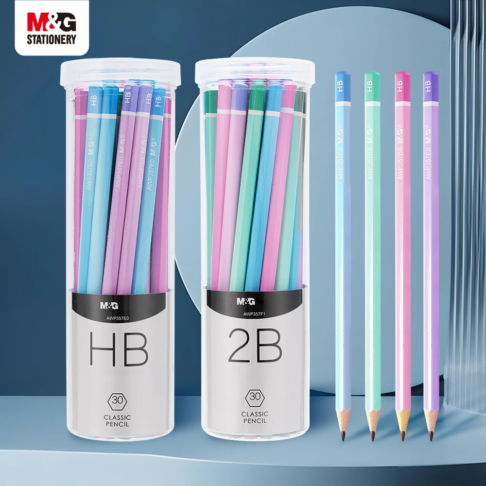 M&G Stationery 2B/HB Pencil Color Stick 30 Pieces Hexagonal Wooden Pencil Student Exam Writing Art Drawing Wooden wooden pencil