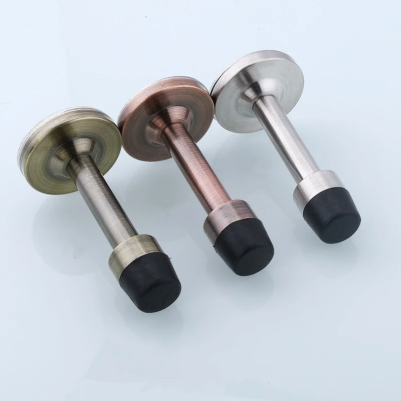 New Listing Stainless Steel Rubber Door Stopper Door Stop Bedroom / Bathroom Holder Wall To Prevent Collision Pad