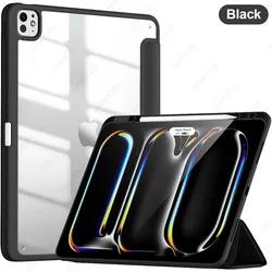 Enhanced Protective Case for 13 - Inch Tablet with Pencil Holder, Shockproof TPU, Clear Back, and Auto Wake/Sleep Function (Black)