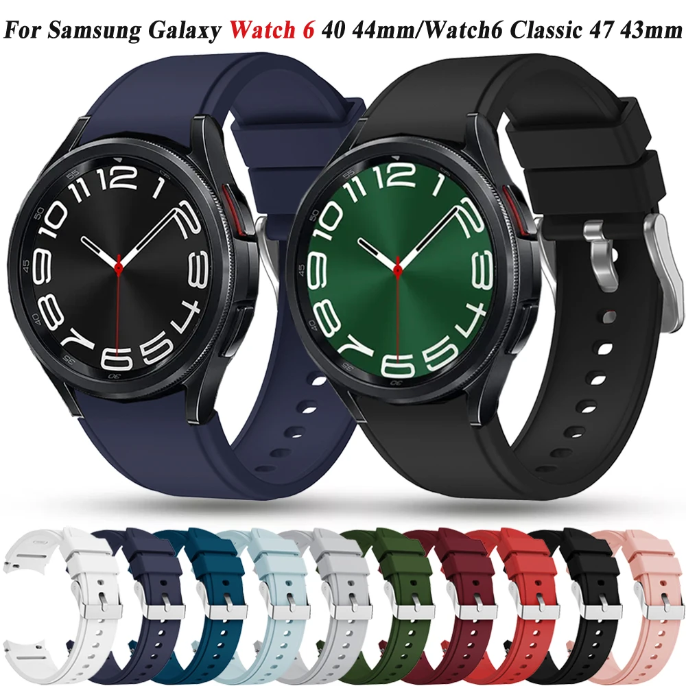 

Ремешок силиконовый спортивный для Samsung Galaxy Watch 6 5 4 44 мм 40 мм, браслет без зазора для наручных часов Galaxy Watch 6 Classic 43 мм 47 мм