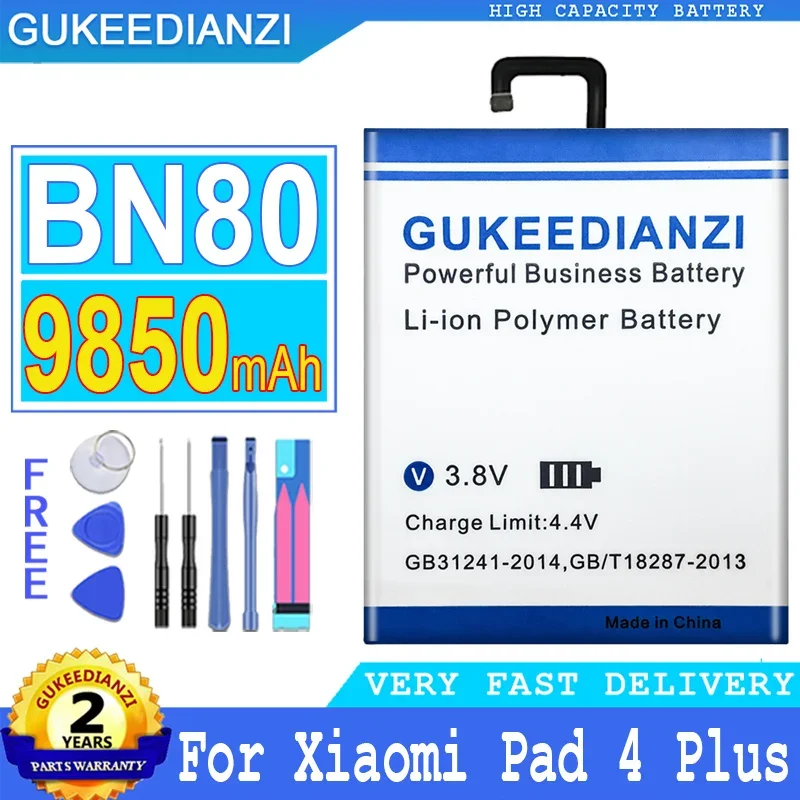 

9850mAh GUKEEDIANZI Tablet Battery BN80 For Xiaomi Pad 4 Plus 4Plus High Capacity Replacement Batteries Bateria