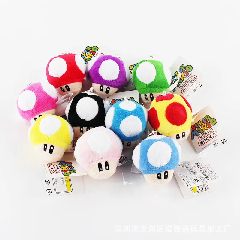 

7cm Super Mario Character Mushroom Plush Keychain Kawaii Portable Cartoon Anime Figure Backpack Pendant Accessories Kids Gift