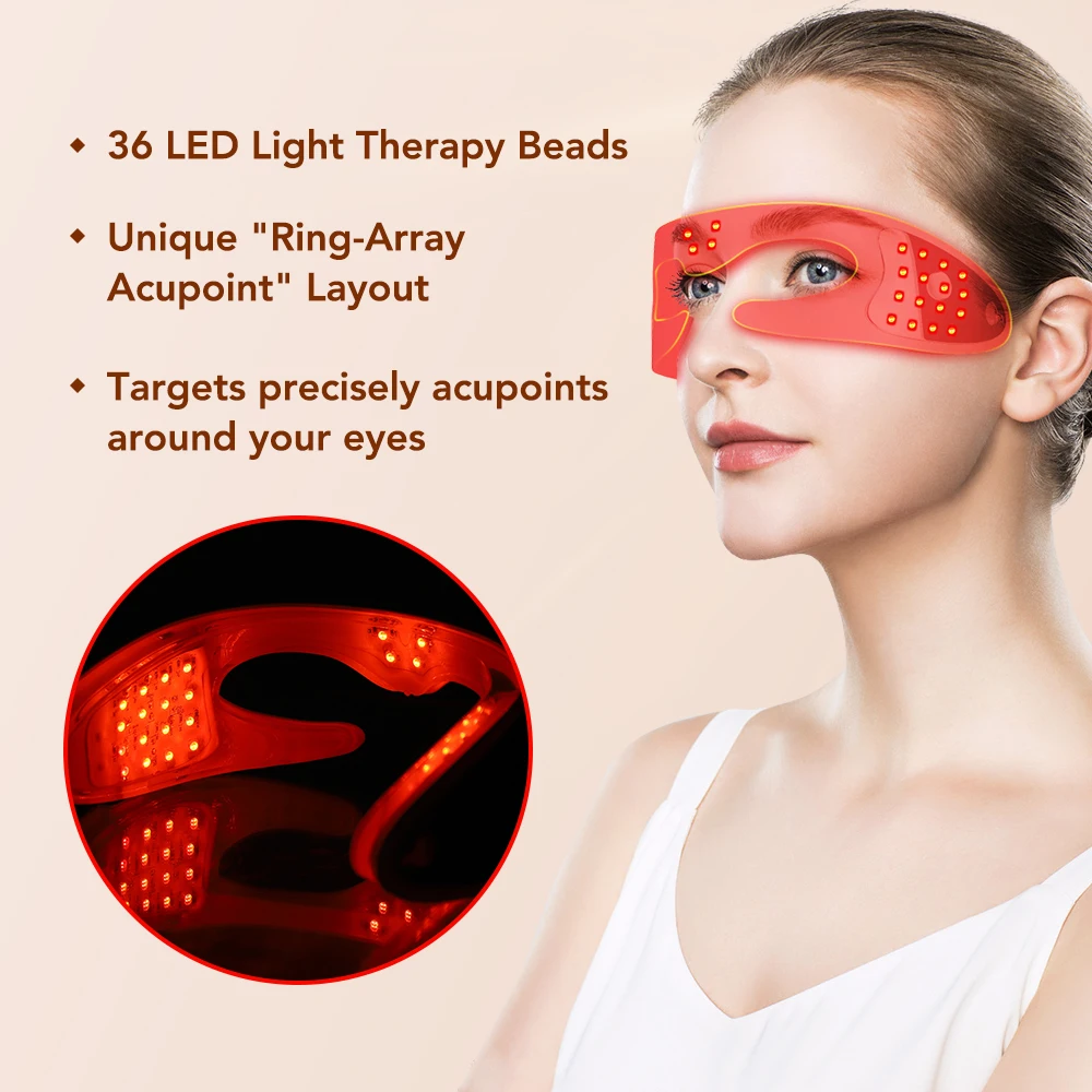 White ABS Eye Massager with LED Light Therapy for Relaxation