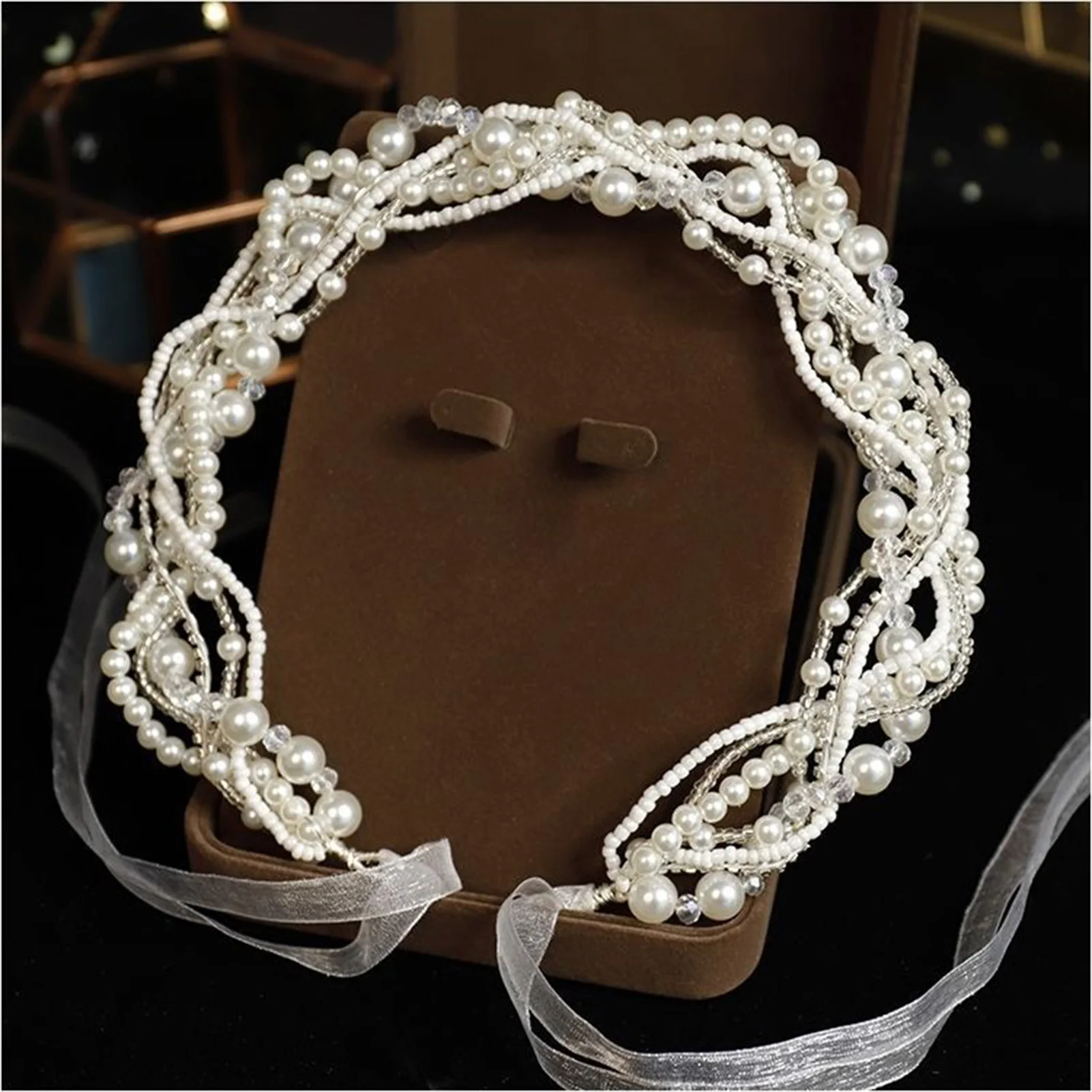 

Sweet Pearls Hair Hoop Hairband Bride Head Jewelry Wedding Accessories Pearl Tiara Headband on the Head Women's Jewelry ML