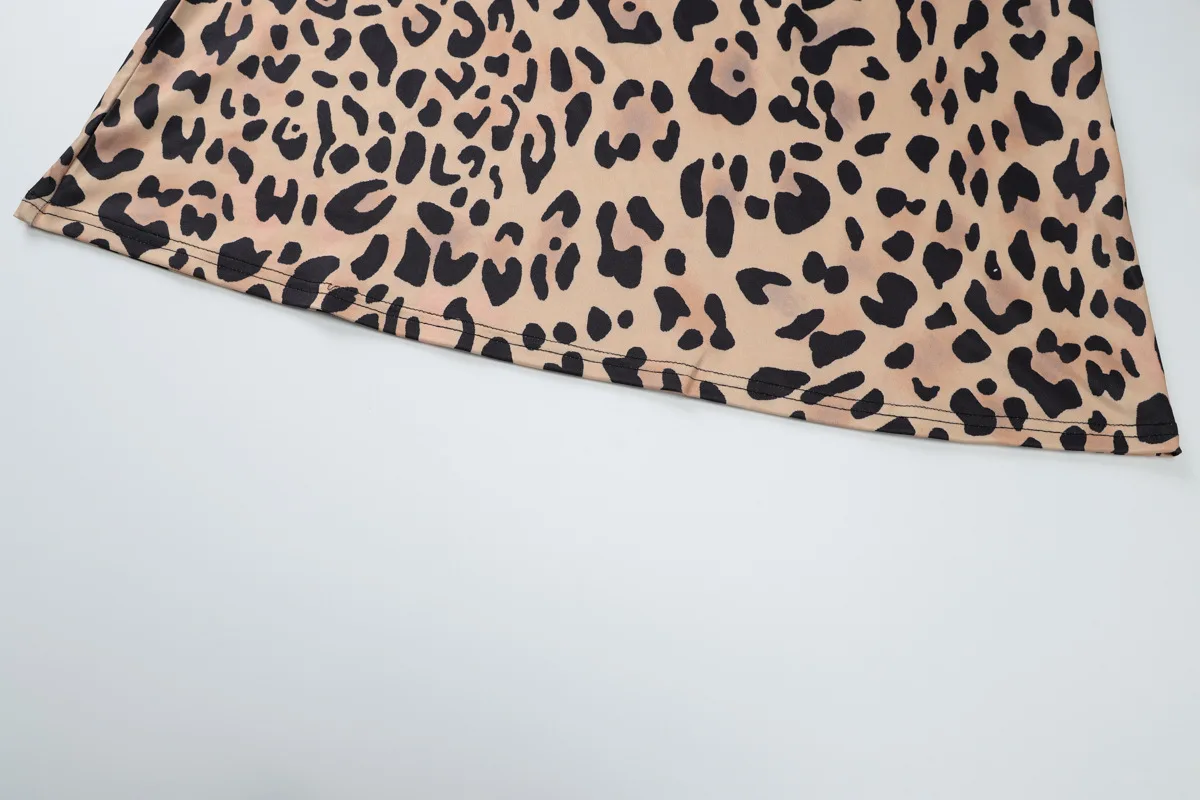 Leopard Printed Slim Long Dress Female Fashion Patchwork Contrast Elegant Long Sleeve Party Dress For Women Autumn Dress