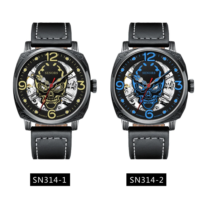 Luminous Skull Men Top Luxury Military Automatic Mechanical Male Clock Sport Waterproof Leather Wrist_voghion.com