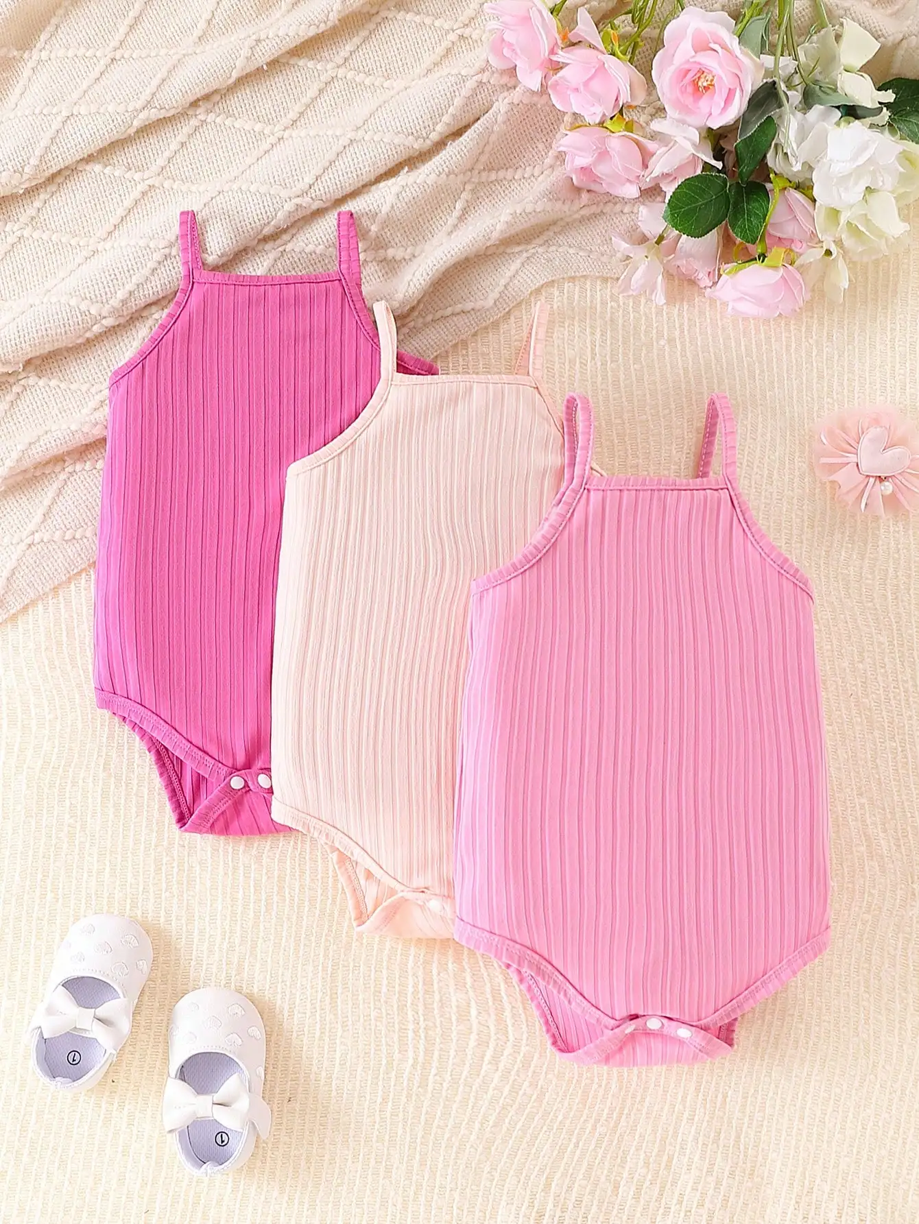 Baby Clothing 3Pairs/Lot Baby Girls Summer Cotton Romper Camisole Romper Multi-piece Set