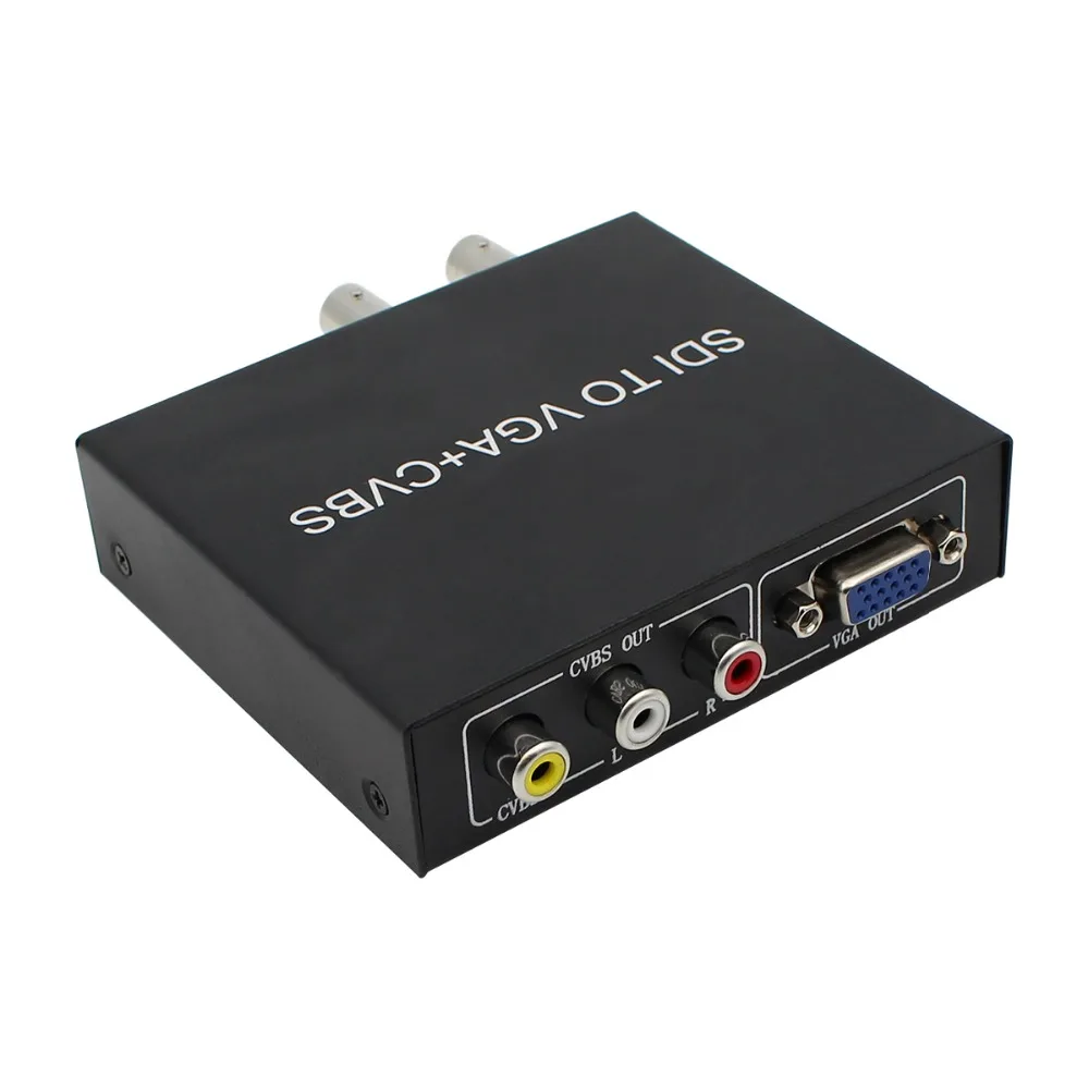 SDI (SD-SDI/HD-SDI/3G-SDI) to VGA+CVBS/AV+SDI Converter Support 1080P for Monitor/Camera/Display with adapter