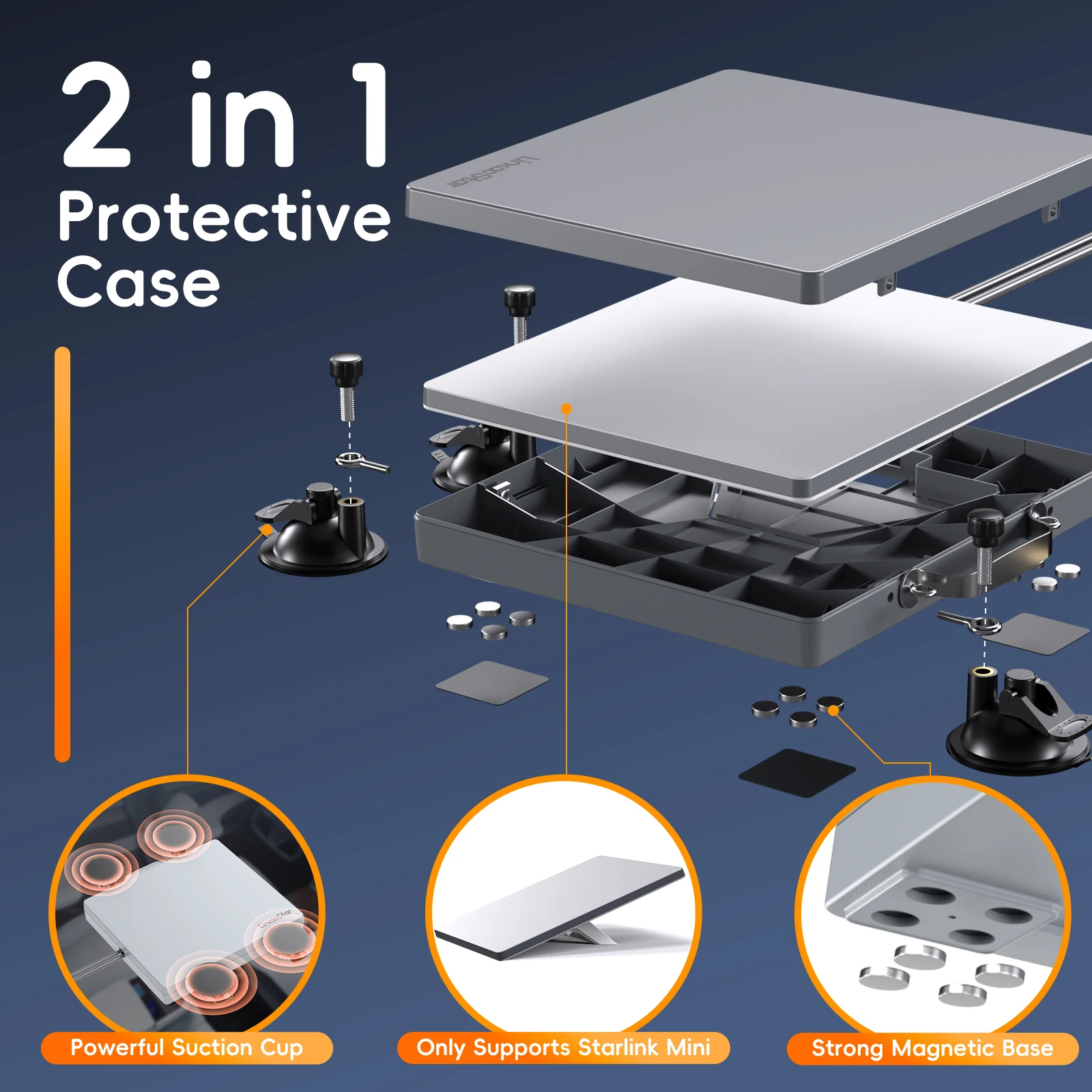 ?   스타링크 미니 마그네틱 흡착컵+보호 케이스+4개 흡착컵+공구+스트랩(대시보드 선루프용) 스타링크 차량용 마운트 키트