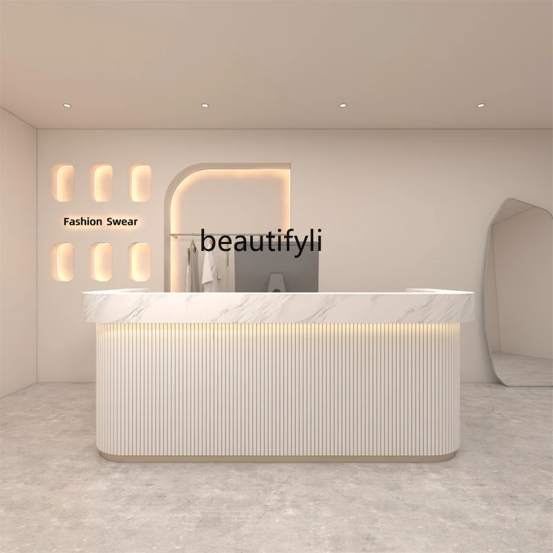 

Simple and Light Luxury Style Bar Counter Cashier Clothing Shop Beauty Salon Reception